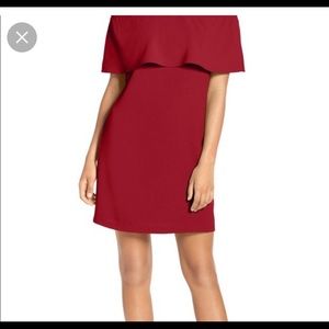 Charles Henry red off the shoulder dress